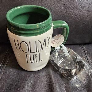 Rae Dunn holiday fuel mug with cookie cutter